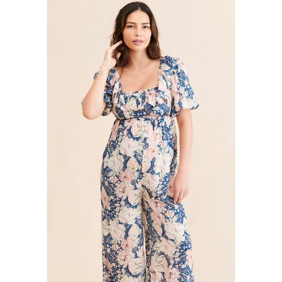 Yumi Kim Stella Maternity Jumpsuit Floral Boho Bohemian Size M - Picture 1 of 9